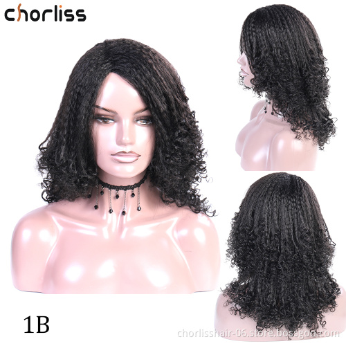 High Quality Natural Fashion Comfortable Purple Brown Blonde Ombre Afro YAKI Straight Kinky Synthetic Hair Wigs for Black Women